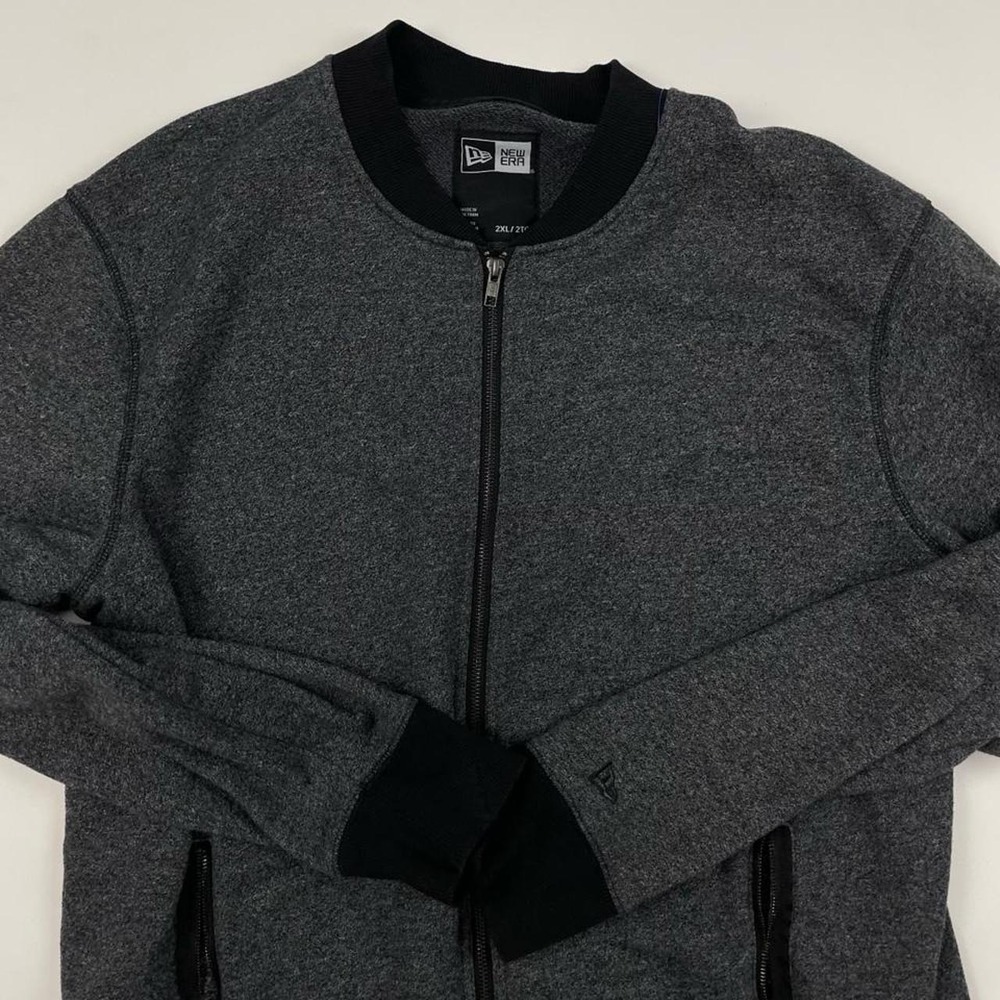 New Era Gray & Black Zip Up Jacket XXL Vintage Letterman aesthetic